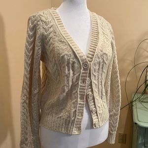 NWT. American Eagle cropped, cream, cardigan.